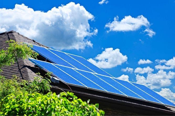 Solar panels on the roof of a house